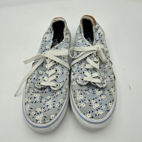 Vans Ultra Cush Camden Deluxe Sneakers Womens Size 7.5 Pale Blue Daisy Print - Picture 1 of 8